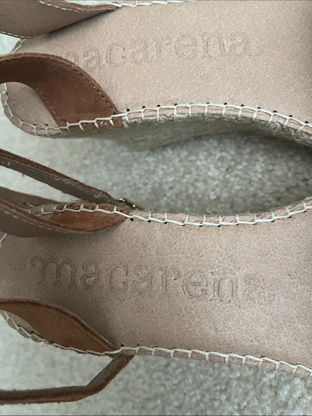 Suede Espadrille Wedge Sandals in Cognac Brown